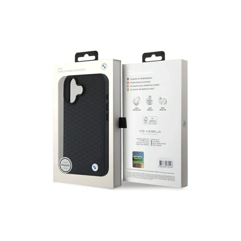 Hurtownia GSM - BMW BMHMP16S23RDDK Apple iPhone 16 Hartschale Sign Leather Diamond Metal Logo MagSafe schwarz - BMW708 - {ean13} - Hurt