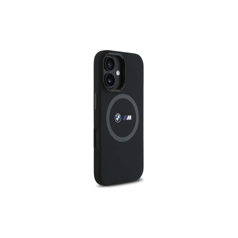 Hurtownia GSM - BMW BMHMP16S23SROK Apple iPhone 16 husă din silicon cu imprimeu și inel MagSafe neagră - BMW709 - {ean13} - Hurt