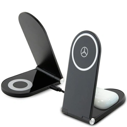 Składana ładowarka bezprzewodowa 2w1 Mercedes MEMFBGSLK 15W Silver Star MagSafe czarny/black