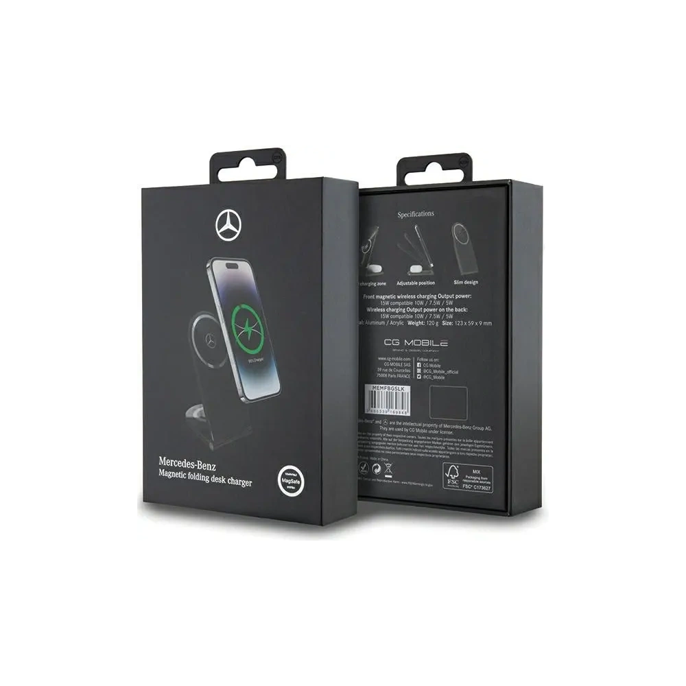Hurtownia GSM - Mercedes MEMFBGSLK faltbares 2-in-1 kabelloses Ladegerät 15W Silver Star MagSafe schwarz - MRS297 - {ean13} - Hurt