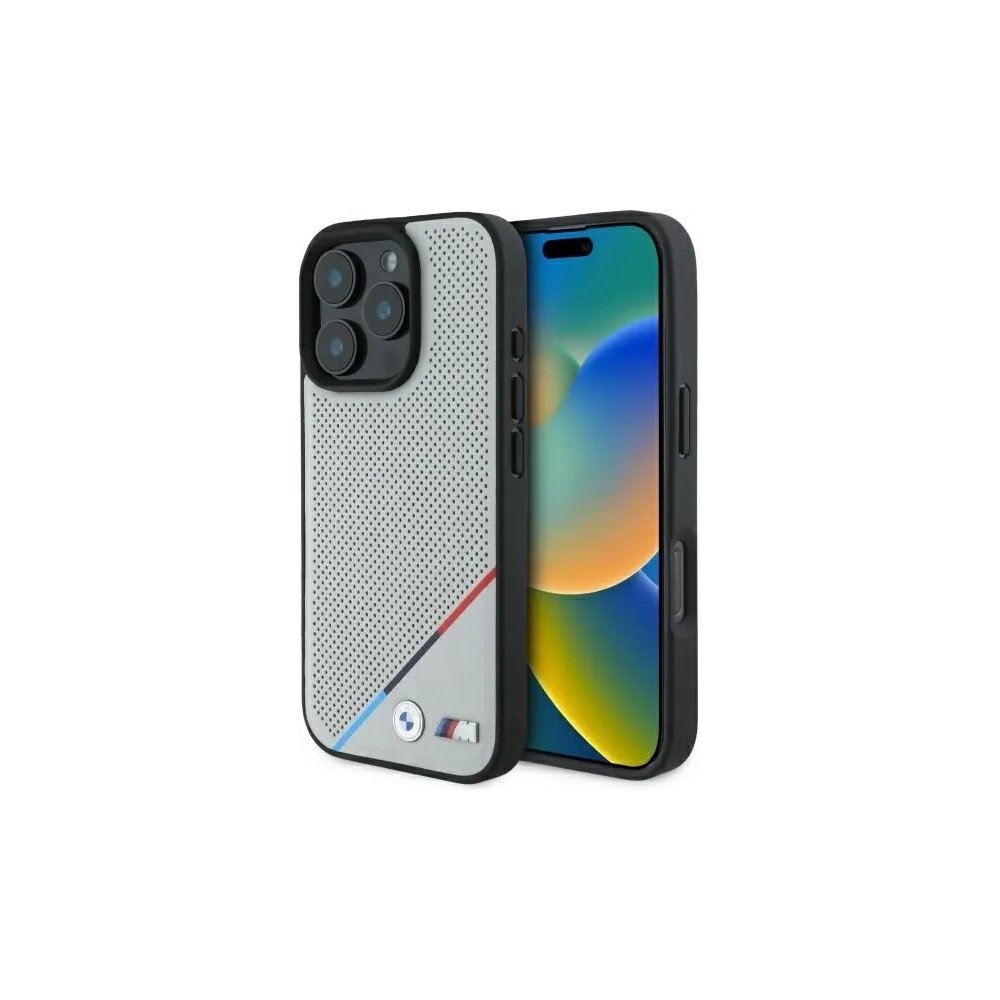 Hurtownia GSM - Etui BMW BMHMP16X23PUPDG Apple iPhone 16 Pro Max hardcase M Perforated Tricolor Line MagSafe šedá/grey - BMW711 - {ean13} - Hurt