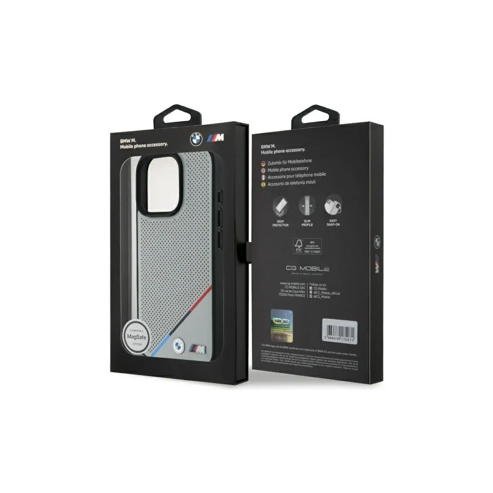 Hurtownia GSM - Etui BMW BMHMP16X23PUPDG Apple iPhone 16 Pro Max hardcase M Perforated Tricolor Line MagSafe šedá/grey - BMW711 - {ean13} - Hurt