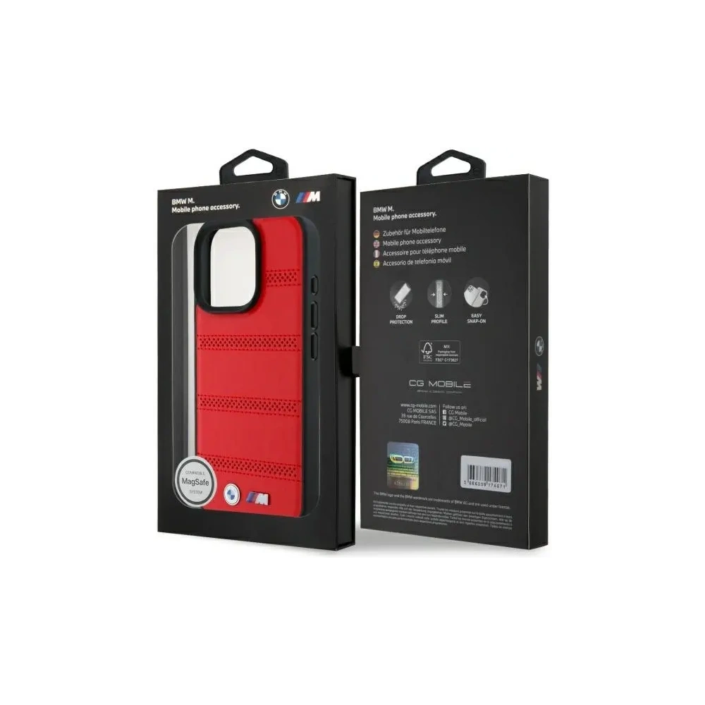 Hurtownia GSM - BMW BMHMP16X23PUSPR Apple iPhone 16 Pro Max kemény tok M Perforált és varrott vonal MagSafe vörös - BMW714 - {ean13} - Hurt