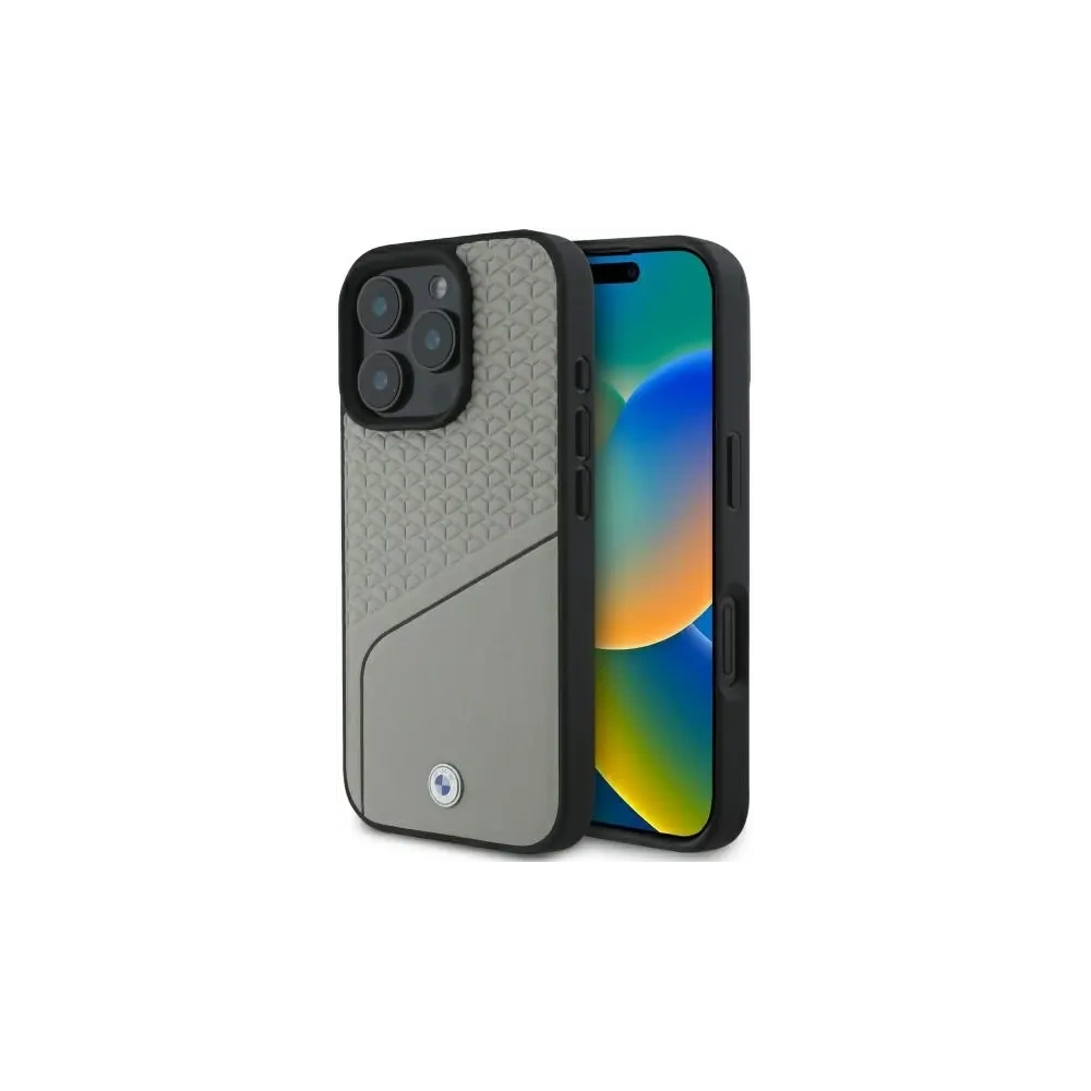Hurtownia GSM - BMW BMHMP16X23RDCLG Apple iPhone 16 Pro Max kemény tok Sign Leather Textured és Line MagSafe szürke - BMW715 - {ean13} - Hurt