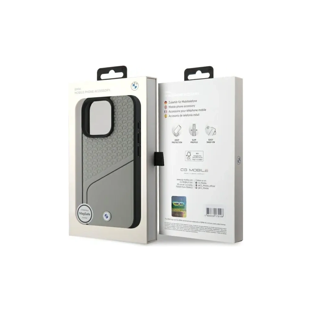 Hurtownia GSM - BMW BMHMP16X23RDCLG Apple iPhone 16 Pro Max kemény tok Sign Leather Textured és Line MagSafe szürke - BMW715 - {ean13} - Hurt