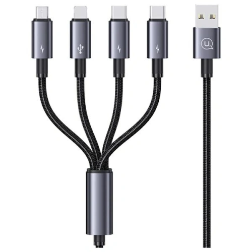 Kabel USAMS USB-A / 2xUSB-C, Lightning, MicroUSB 15W 1.2m Aluminum Alloy Data Cable Sufeng Series