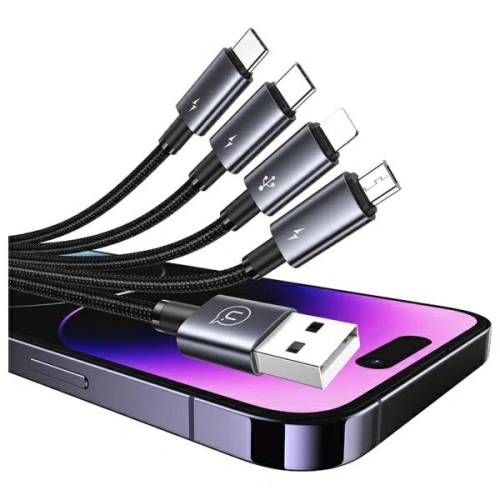 Kabel USAMS USB-A / 2xUSB-C, Lightning, MicroUSB 15W 1.2m Aluminum Alloy Data Cable Sufeng Series