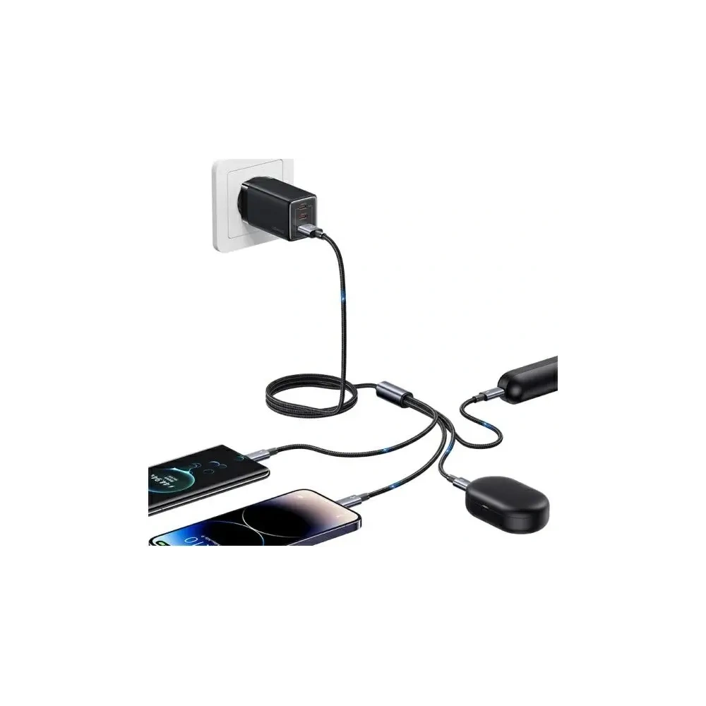 Hurtownia GSM - USAMS cablu USB-A / 2xUSB-C, Lightning, MicroUSB 15W 1.2m Cablu de date din aliaj de aluminiu Seria Sufeng - USA1198 - {ean13} - Hurt