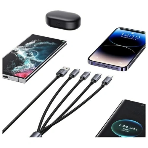 Kabel USAMS USB-A / 2xUSB-C, Lightning, MicroUSB 15W 1.2m Aluminum Alloy Data Cable Sufeng Series