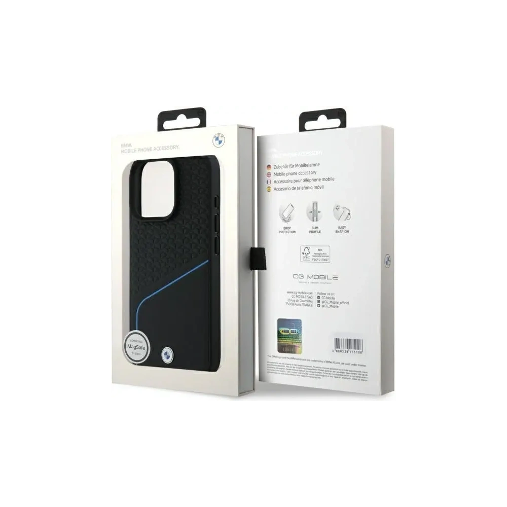 Hurtownia GSM - BMW BMHMP16X23RDCLK Apple iPhone 16 Pro Max kemény tok Sign Leather Textured And Line MagSafe fekete - BMW716 - {ean13} - Hurt