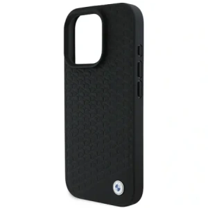 BMW BMHMP16X23RDDK Apple iPhone 16 Pro Max hardcase Semn de piele cu diamant și logo din metal MagSafe negru