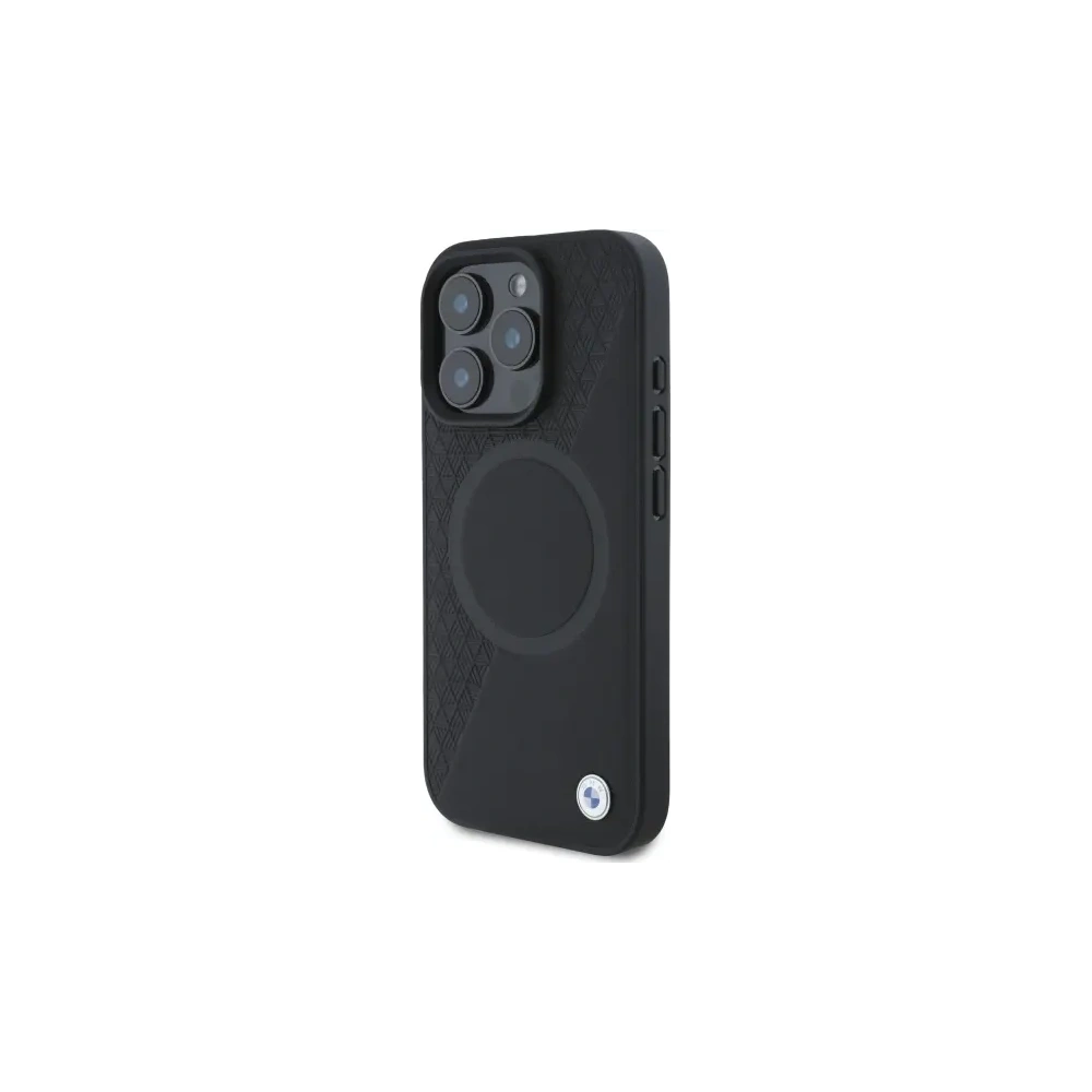 Hurtownia GSM - BMW BMHMP16X23RTPK Apple iPhone 16 Pro Max keménytok Sign Leather Fél Texturált És Kör MagSafe fekete - BMW718 - {ean13} - Hurt