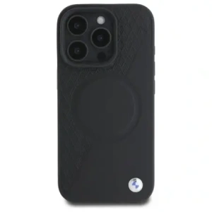 BMW BMHMP16X23RTPK Apple iPhone 16 Pro Max hardcase semn piele jumătate texturată și cerc MagSafe negru