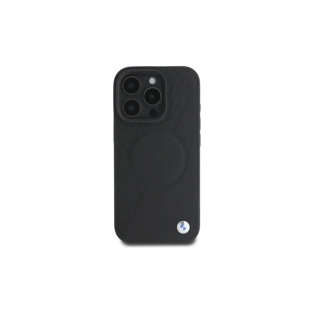 Hurtownia GSM - BMW BMHMP16X23RTPK Apple iPhone 16 Pro Max keménytok Sign Leather Fél Texturált És Kör MagSafe fekete - BMW718 - {ean13} - Hurt