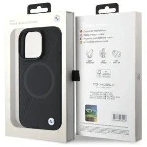 Hurtownia GSM - Etui BMW BMHMP16X23RTPK Apple iPhone 16 Pro Max hardcase Sign Leather Half Textured And Circle MagSafe czarny/black - BMW718 - {ean13} - Hurt