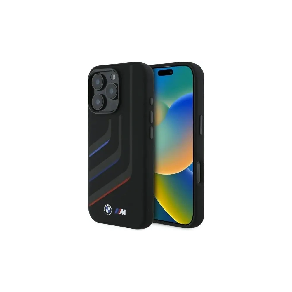 Hurtownia GSM - BMW BMHMP16X23SLIK Apple iPhone 16 Pro Max kemény tok szilikon Forgó vonalak MagSafe fekete - BMW719 - {ean13} - Hurt