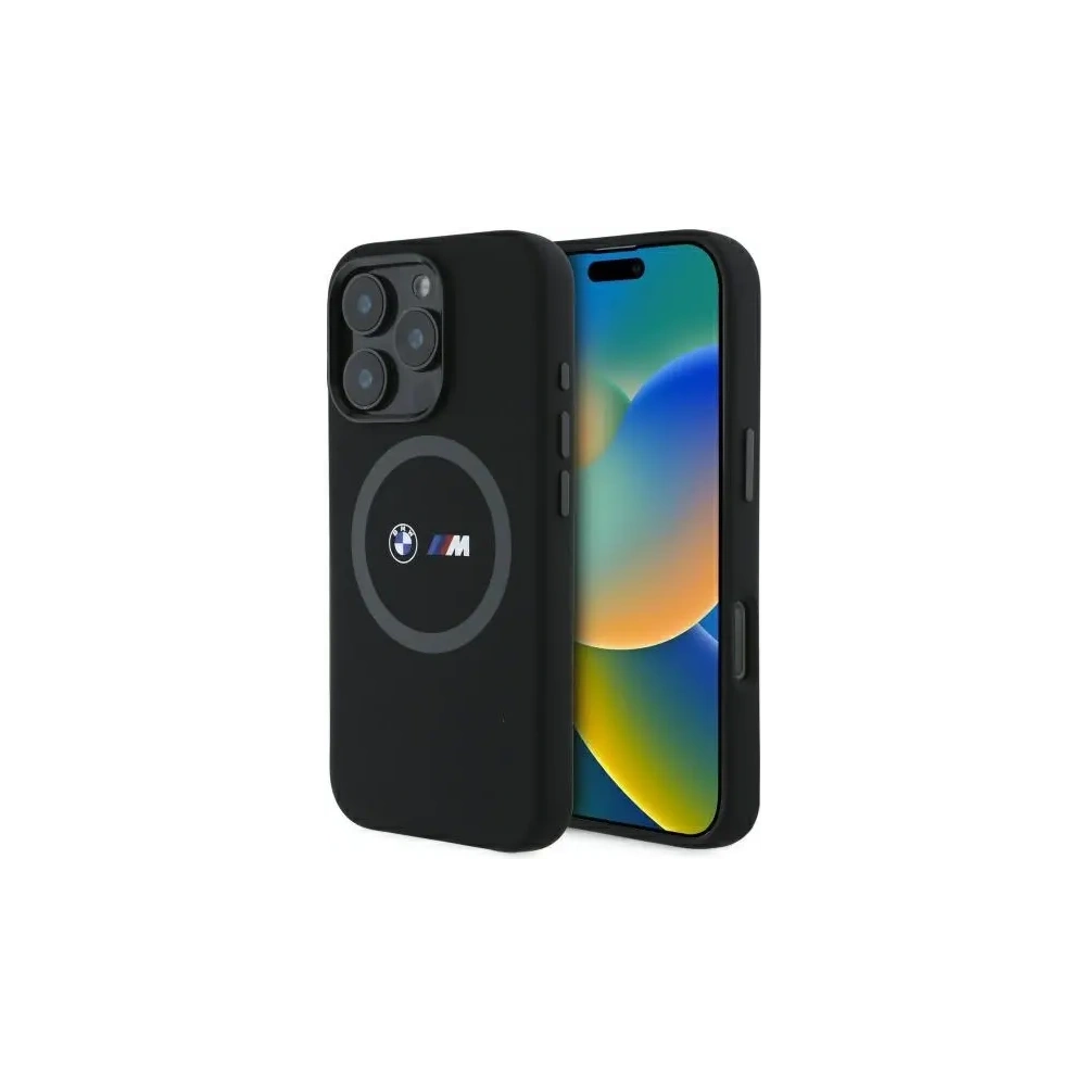 Hurtownia GSM - BMW BMHMP16X23SROK Apple iPhone 16 Pro Max husă din silicon imprimată cu inel MagSafe neagră - BMW720 - {ean13} - Hurt