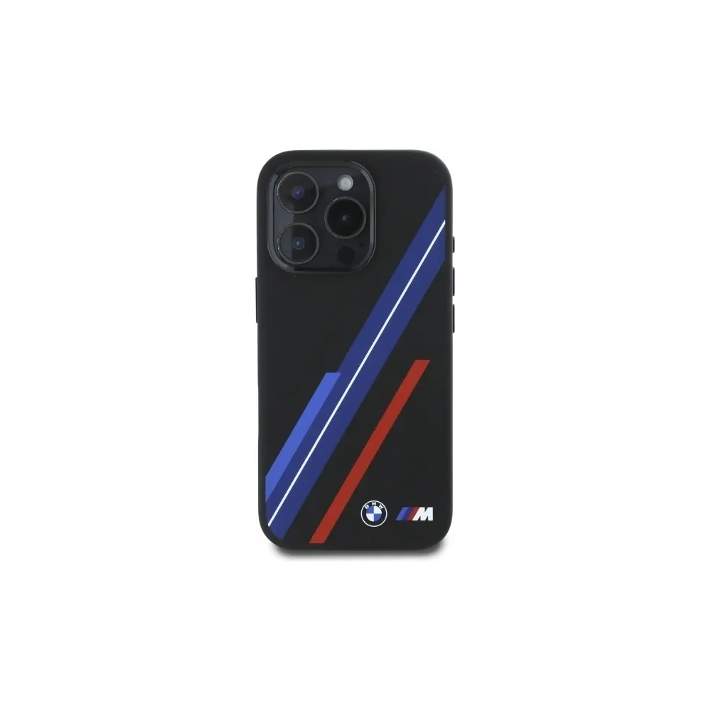 Hurtownia GSM - BMW BMHMP16X23SSPK Apple iPhone 16 Pro Max keménytok Szilikon Véletlenszerű vonalak MagSafe fekete - BMW721 - {ean13} - Hurt
