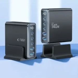 Hurtownia GSM - Tech-Protect DC140W-GAN 5-portos 2xUSB-A, 3xUSB-C Asztali Töltő PD140W / QC3.0 Fekete - THP3467 - {ean13} - Hurt