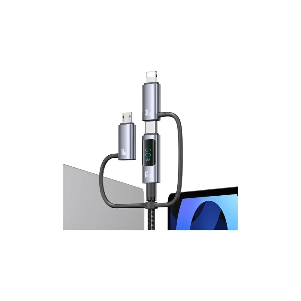 Hurtownia GSM - USAMS USB-A, USB-C / USB-C, Lightning, MicroUSB Kabel Schnellladung 60W 1.2m Datenkabel Digitalanzeige Aluminiumlegierung Serie Sufeng - USA1201 - {ean13} - Hurt