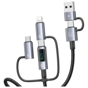 Hurtownia GSM - Cablu USAMS USB-A, USB-C / USB-C, Lightning, MicroUSB Încărcare rapidă 60W 1.2m Cablu de date Afișaj digital Aluminiu aliaj Seria Sufeng - USA1201 - {ean13} - Hurt