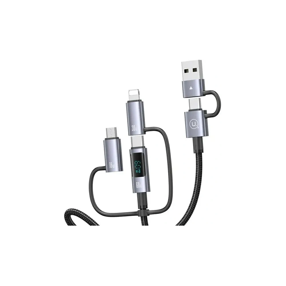 Hurtownia GSM - USAMS USB-A, USB-C / USB-C, Lightning, MicroUSB Kabel Schnellladung 60W 1.2m Datenkabel Digitalanzeige Aluminiumlegierung Serie Sufeng - USA1201 - {ean13} - Hurt