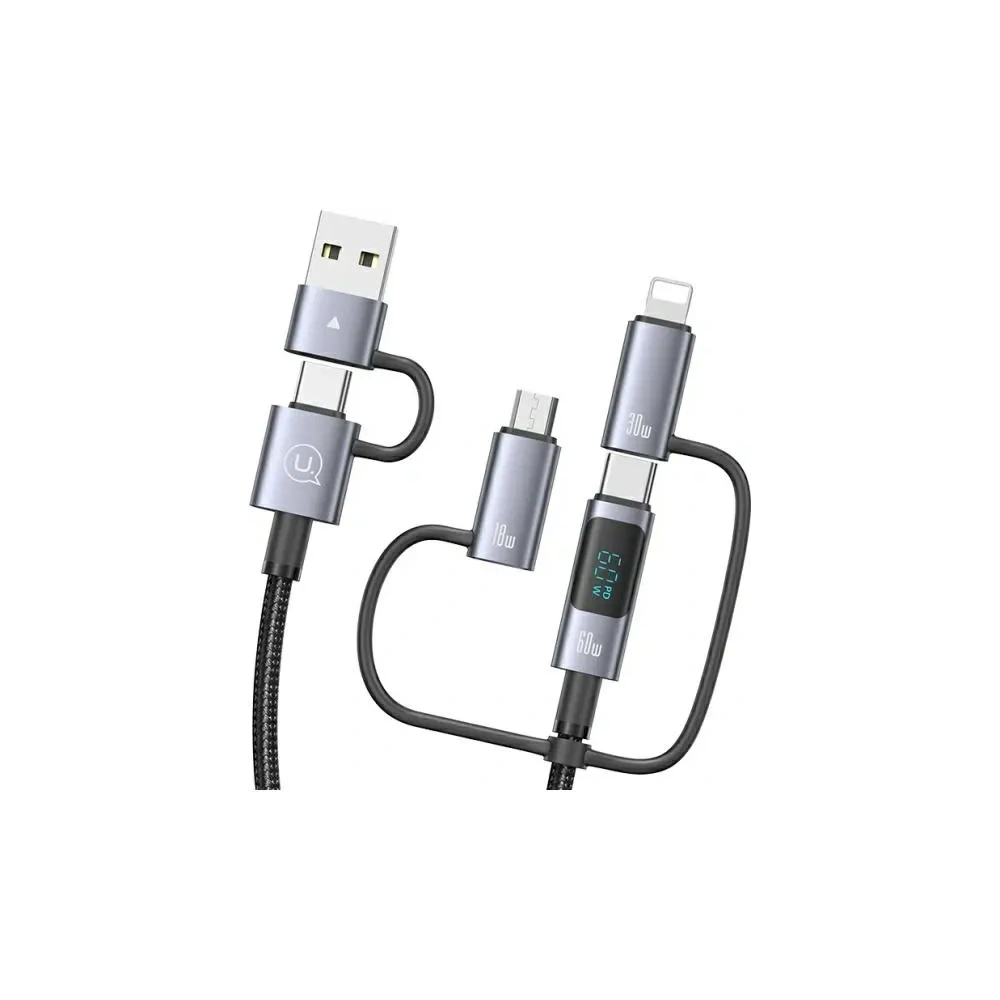 Hurtownia GSM - USAMS USB-A, USB-C / USB-C, Lightning, MicroUSB Kabel Schnellladung 60W 1.2m Datenkabel Digitalanzeige Aluminiumlegierung Serie Sufeng - USA1201 - {ean13} - Hurt