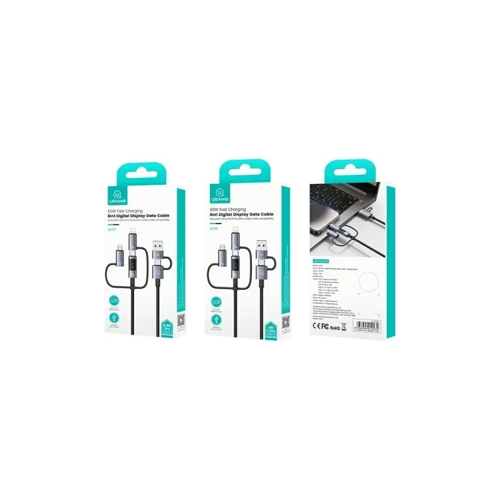 Hurtownia GSM - USAMS USB-A, USB-C / USB-C, Lightning, MicroUSB Kabel Schnellladung 60W 1.2m Datenkabel Digitalanzeige Aluminiumlegierung Serie Sufeng - USA1201 - {ean13} - Hurt