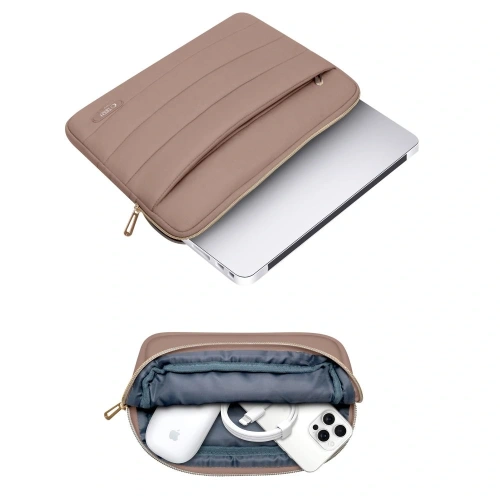 Pokrowiec + torba na akcesoria Tech-Protect Puffy Laptop 15-16 Walnut