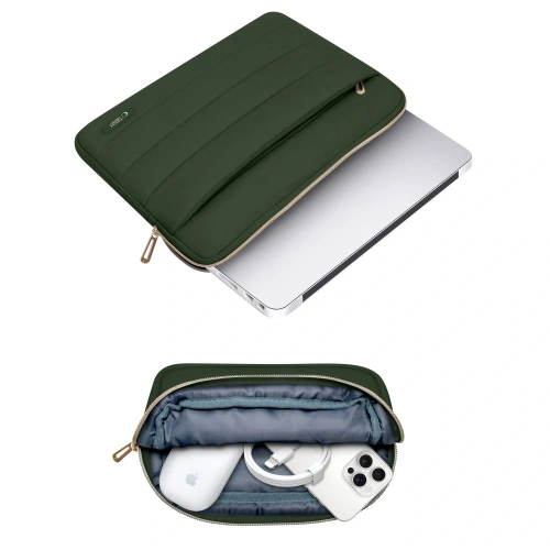 Pokrowiec + torba na akcesoria Tech-Protect Puffy Laptop 13-14 Army Green