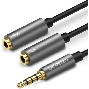 Hurtownia GSM - Rozdzielacz audio AUX UGREEN kabel mini jack 3,5 mm (męski) do słuchawki + mikrofon (żeńskie), 20cm - UGR244 - {ean13} - Hurt