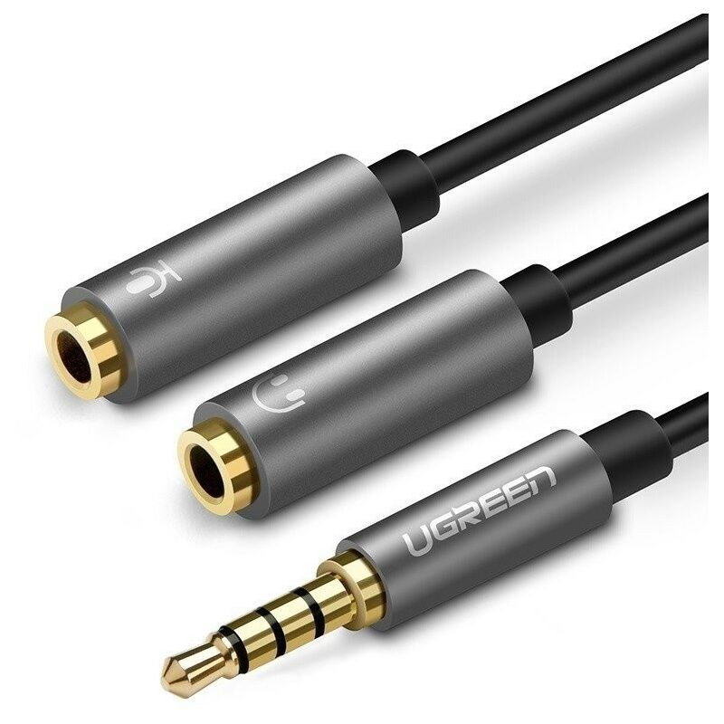 Hurtownia Ugreen - 6957303836192 - UGR244 - Rozdzielacz audio AUX UGREEN kabel mini jack 3,5 mm (męski) do słuchawki + mikrofon (żeńskie), 20cm - B2B homescreen