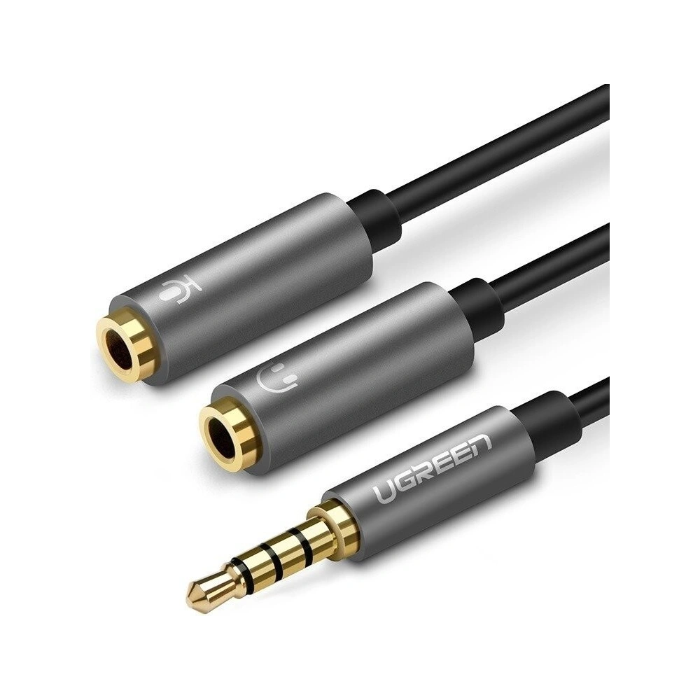 Hurtownia GSM - Rozdzielacz audio AUX UGREEN kabel mini jack 3,5 mm (męski) do słuchawki + mikrofon (żeńskie), 20cm - UGR244 - {ean13} - Hurt