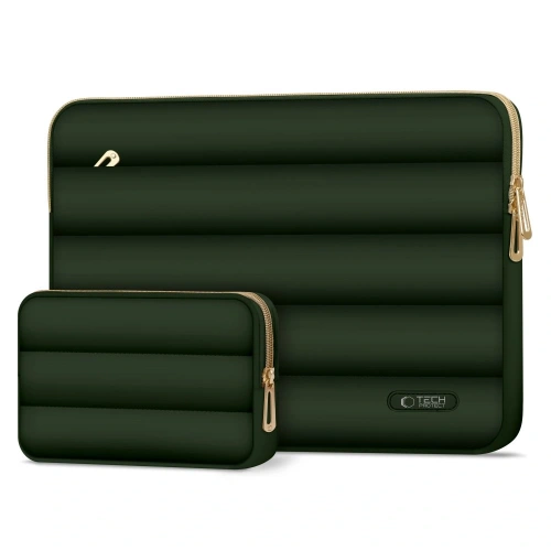 Pokrowiec + torba na akcesoria Tech-Protect Puffy Laptop 15-16 Army Green