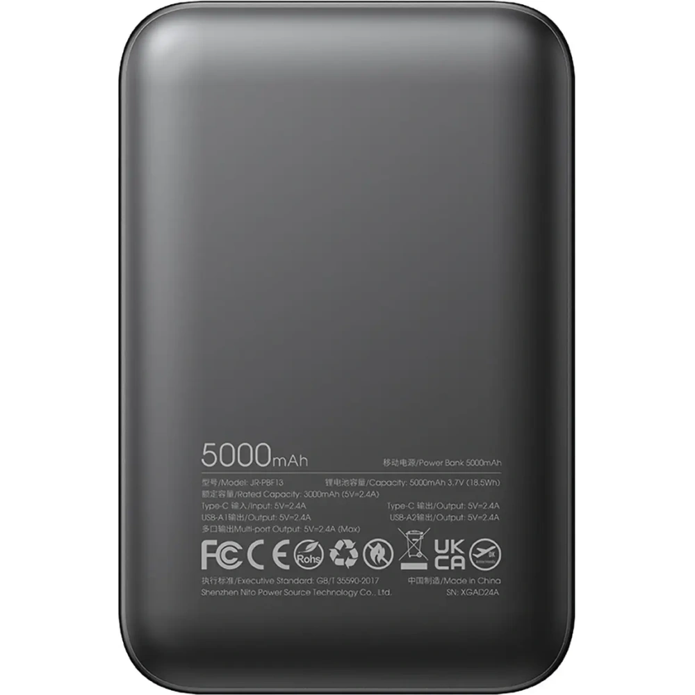Hurtownia GSM - Joyroom JR-PBF13 powerbank de 5000mAh 2.4A 2xUSB-A, USB-C negru - JYR1063 - {ean13} - Hurt