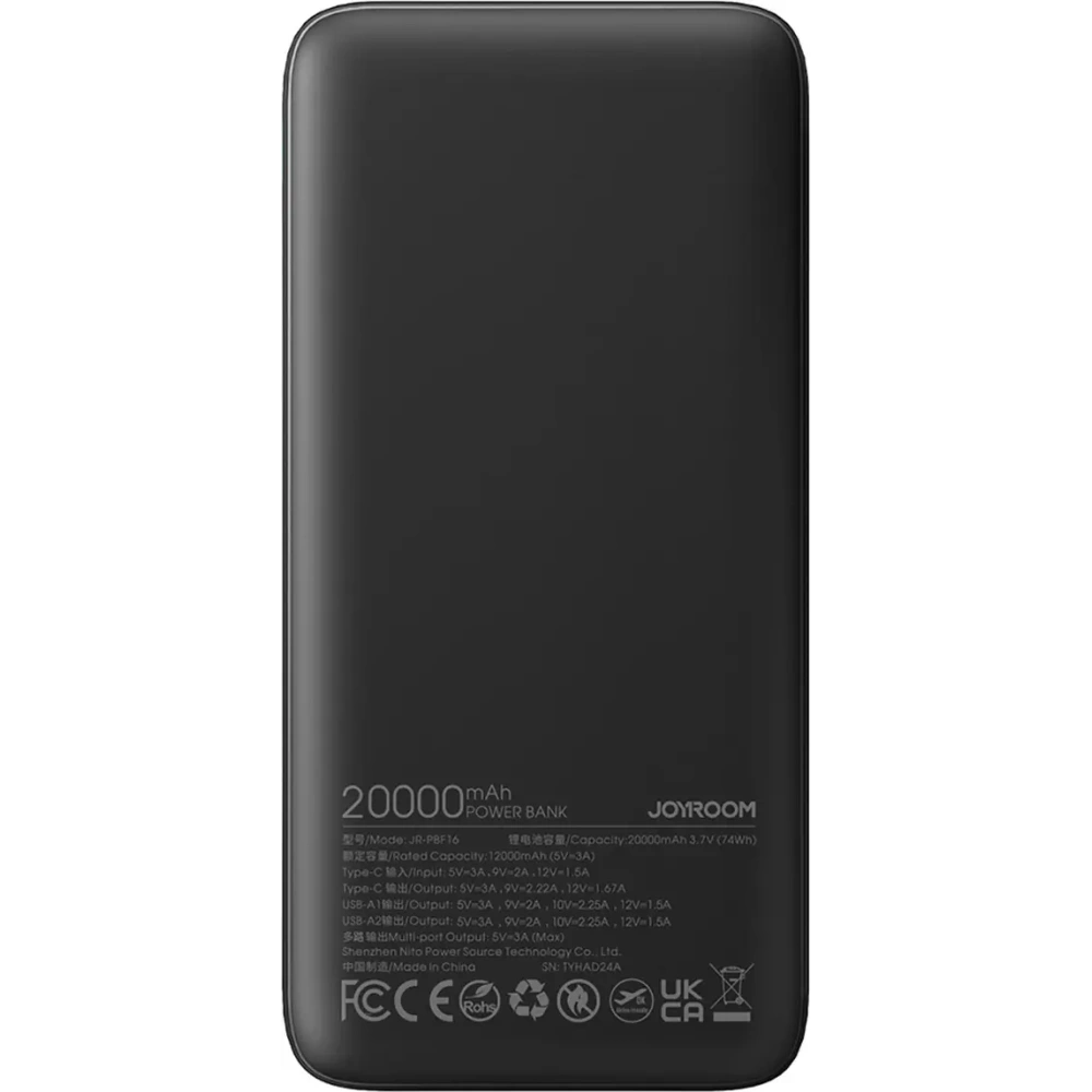 Hurtownia GSM - Joyroom JR-PBF16 20000mAh powerbank USB-C USB-A 22.5W fekete - JYR1065 - {ean13} - Hurt