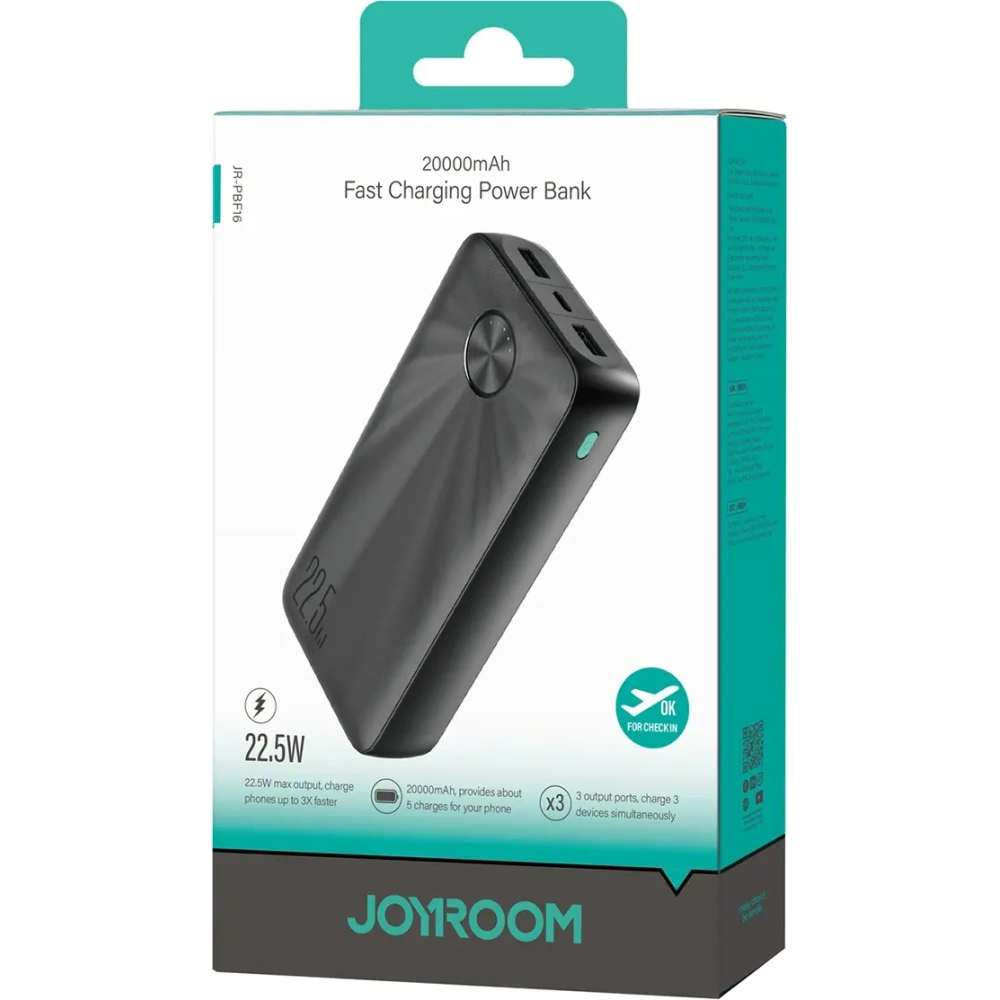 Hurtownia GSM - Joyroom JR-PBF16 20000mAh Powerbank USB-C USB-A 22.5W schwarz - JYR1065 - {ean13} - Hurt