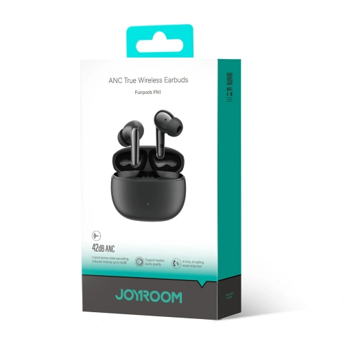 Bezprzewodowe słuchawki dokanałowe Joyroom Funpods JR-FN1 TWS Bluetooth 5.4 ANC ENC czarne