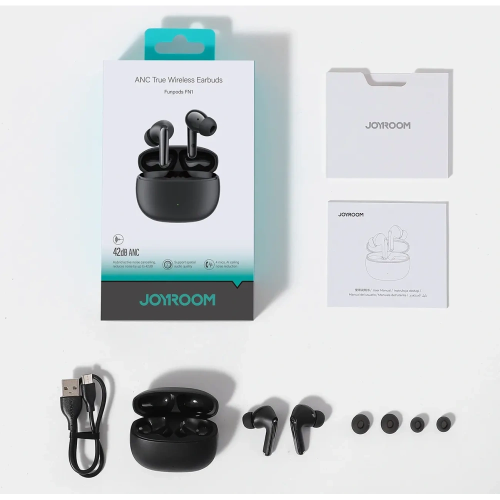 Hurtownia GSM - Joyroom Funpods vezeték nélküli fülhallgató JR-FN1 TWS Bluetooth 5.4 ANC ENC fekete - JYR1068 - {ean13} - Hurt