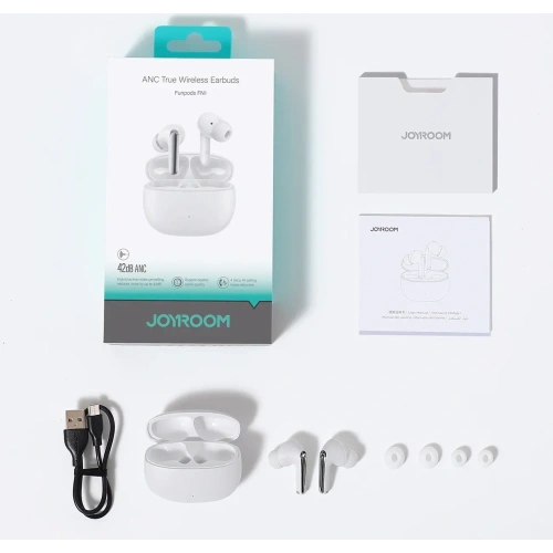 Bezprzewodowe słuchawki dokanałowe Joyroom Funpods JR-FN1 TWS Bluetooth 5.4 ANC ENC białe