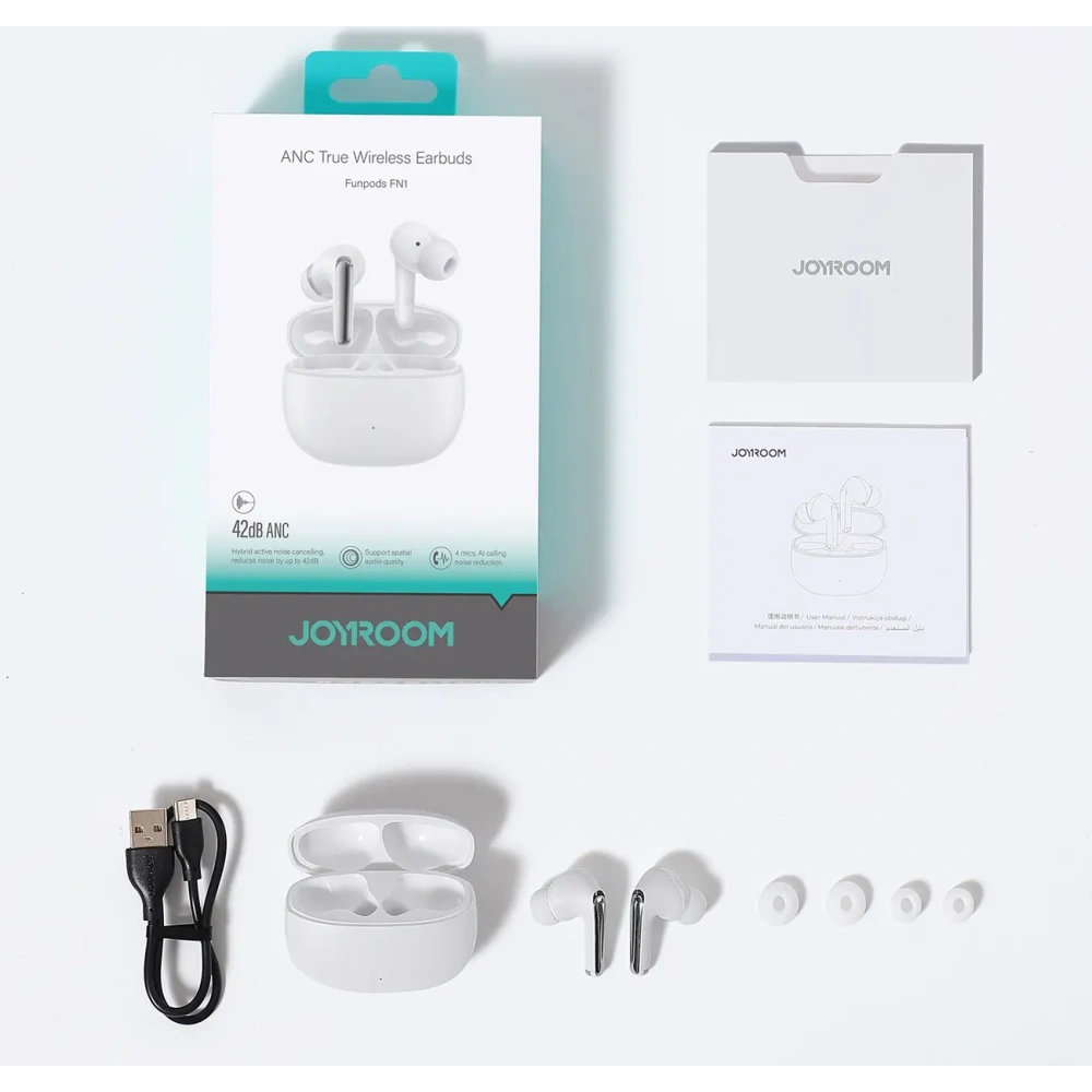 Hurtownia GSM - Joyroom Funpods vezeték nélküli fülhallgató JR-FN1 TWS Bluetooth 5.4 ANC ENC fehér - JYR1069 - {ean13} - Hurt