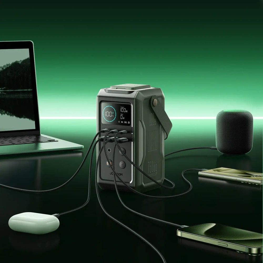 Hurtownia GSM - Joyroom JR-PBF10 Powerbank 75000mAh 100W 3xUSB-A, 3xUSB-C mit faltbarem Taschenlampe und Griff grün - JYR1070 - {ean13} - Hurt