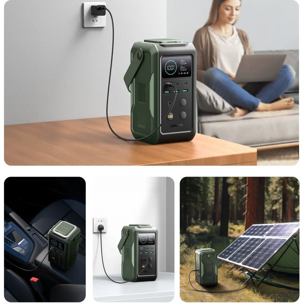 Hurtownia GSM - Joyroom JR-PBF10 power bank 75000mAh 100W 3xUSB-A, 3xUSB-C hajtogatható zseblámpával és fogantyúval, zöld - JYR1070 - {ean13} - Hurt