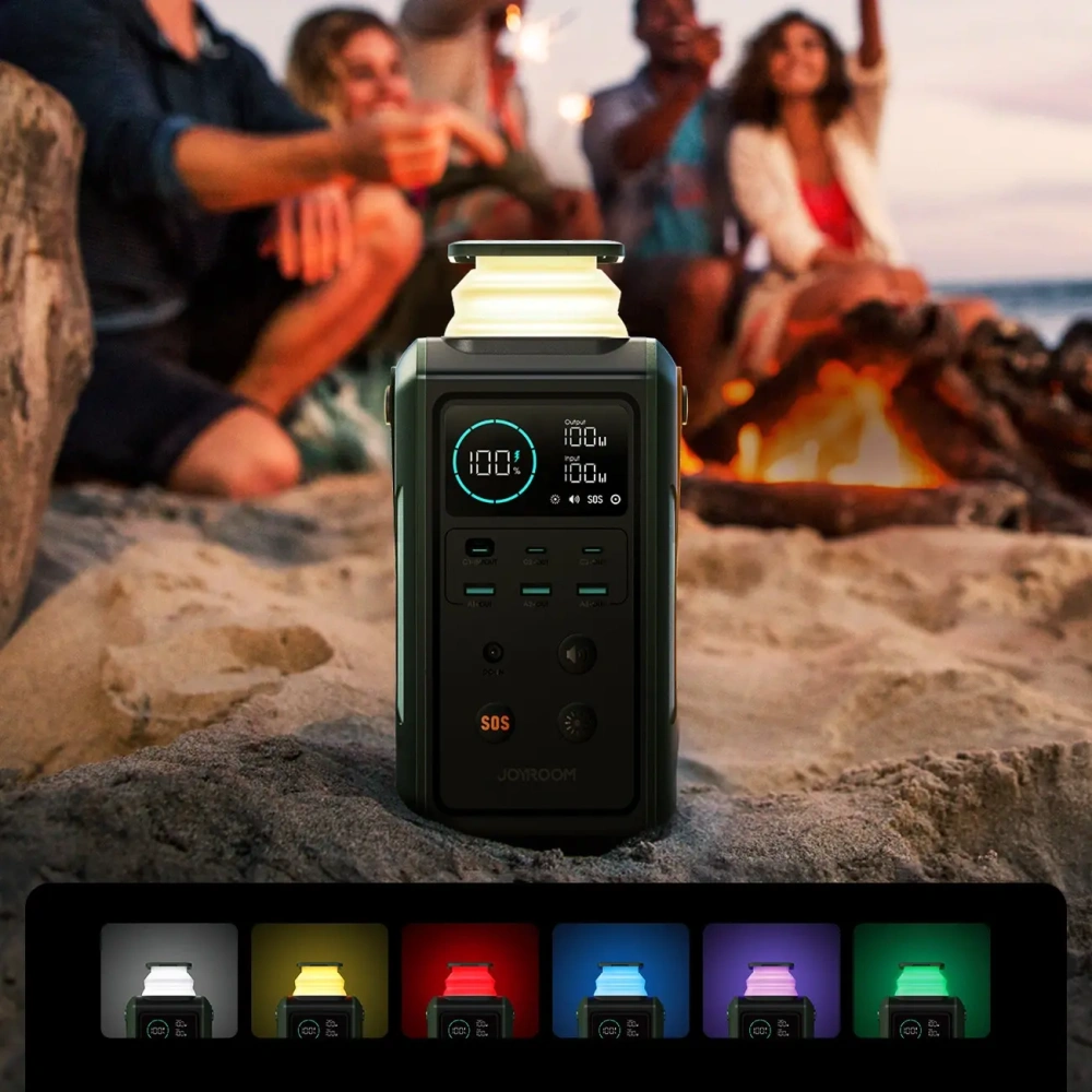 Hurtownia GSM - Joyroom JR-PBF10 bancă de alimentare 75000mAh 100W 3xUSB-A, 3xUSB-C cu lanternă pliabilă și mânere verde - JYR1070 - {ean13} - Hurt
