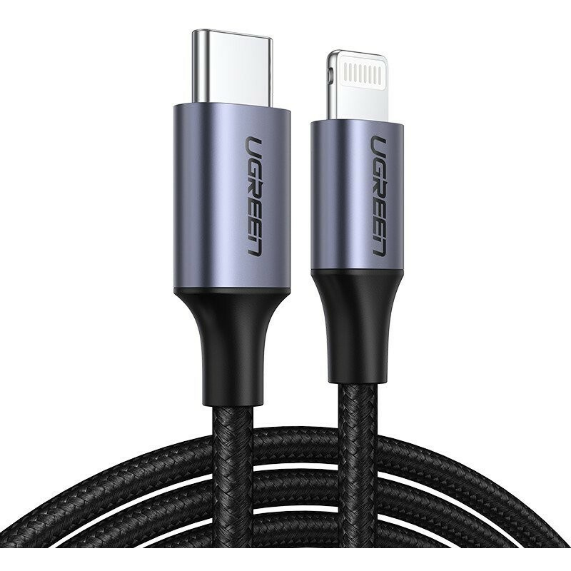 Ugreen Distributor - 6957303867592 - UGR268 - UGREEN USB-C to Lightning M/M Cable Aluminum Shell Braided 1m (Black) - B2B homescreen