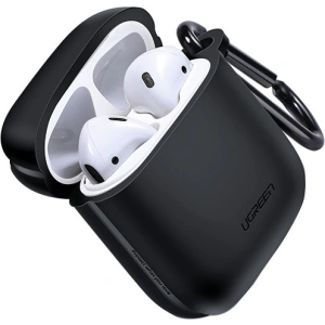 Silikonowe etui ochronne UGREEN na słuchawki Apple AirPods, z karabińczykiem (czarne)