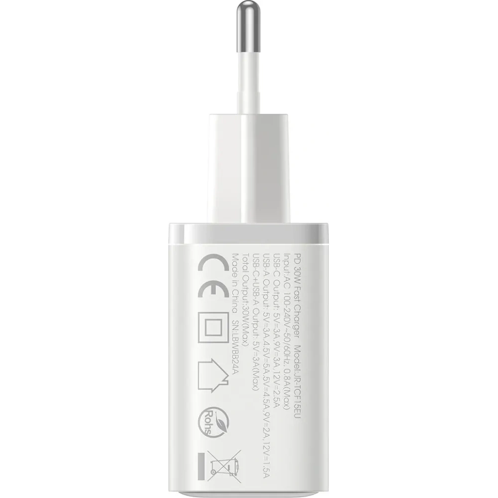 Wholesale Joyroom JR-TCF15 wall charger USB-A, USB-C 30W white - JYR1084 - {ean13} - Hurt