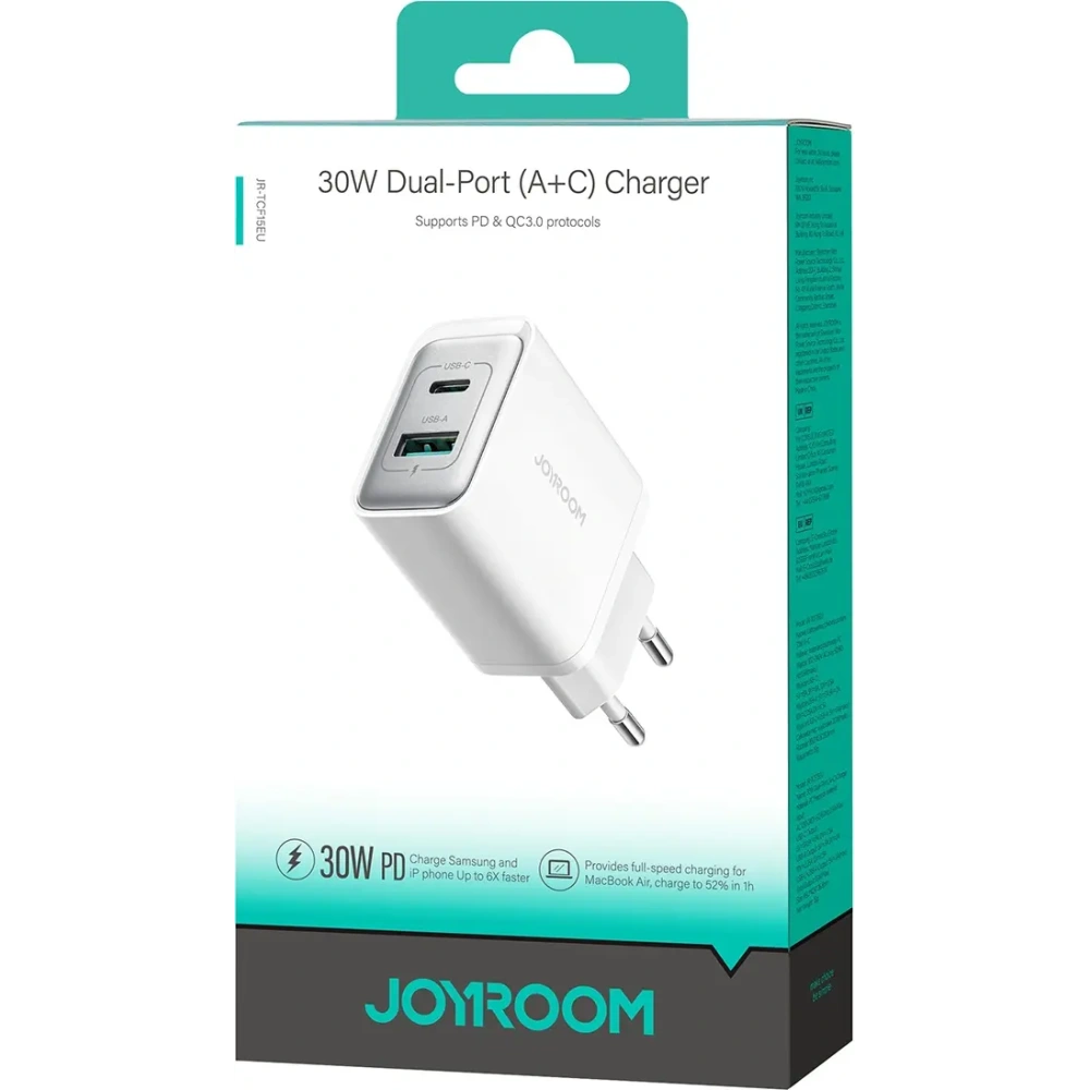 Hurtownia GSM - Joyroom JR-TCF15 falitöltő USB-A, USB-C 30W fehér - JYR1084 - {ean13} - Hurt