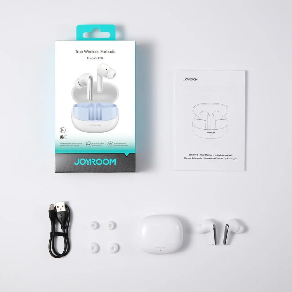 Hurtownia GSM - Joyroom Funpods vezeték nélküli fülhallgató JR-FN2 TWS Bluetooth 5.4 ANC IP54 fehér - JYR1086 - {ean13} - Hurt