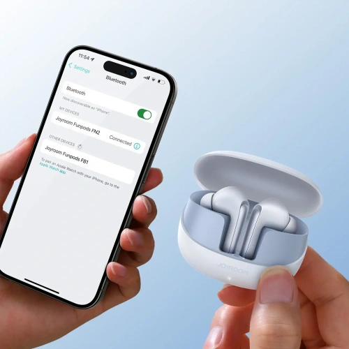 Bezprzewodowe słuchawki dokanałowe Joyroom Funpods JR-FN2 TWS Bluetooth 5.4 ANC IP54 białe